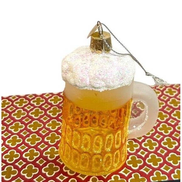 Old World Christmas Beer Stein Blown Glass Christmas Ornament With Glitter Foam - Picture 1 of 6